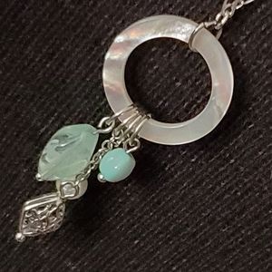 Lia Sophia silvertone necklace white, mint green